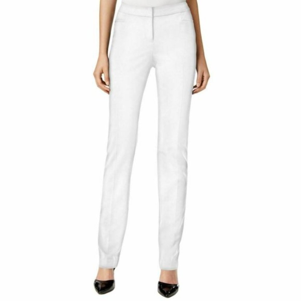 ALFANI Womens Ivory Zippered Straight leg Pants Size 14